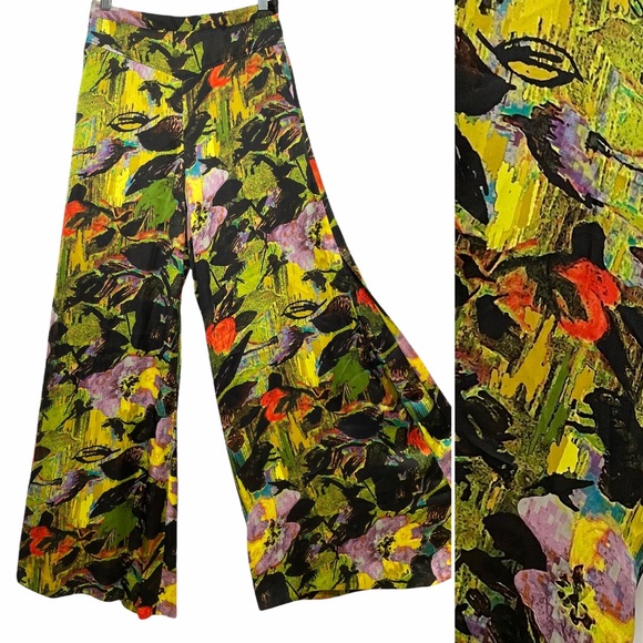 ANTHROPOLOGIE Blurred Dahlia Wide Leg Palazzo 2 XS